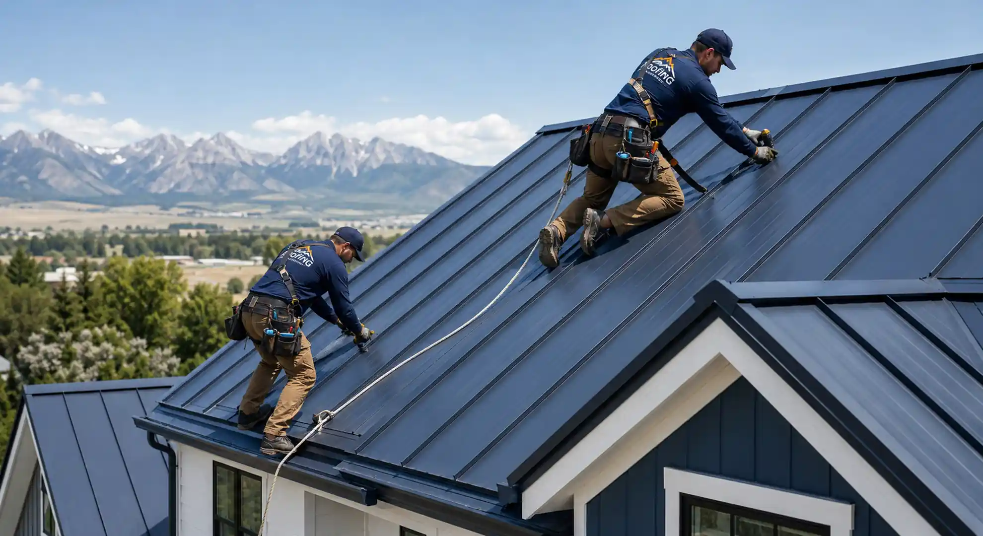 Standing seam metal roof installed on a luxury Rigby, Idaho residence